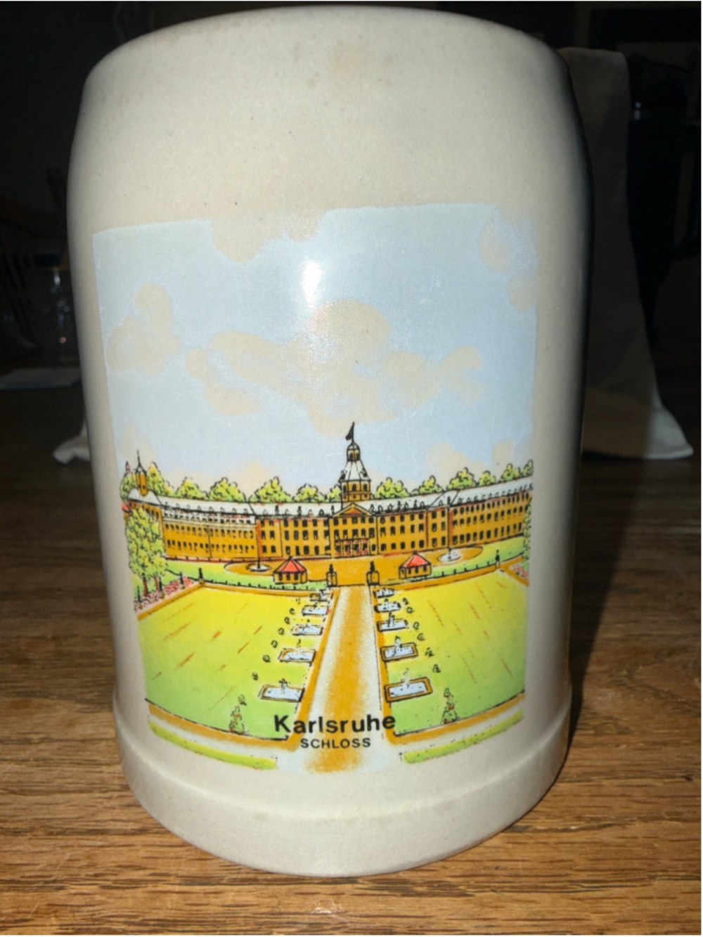 Karlsruhe Schloss Ceramic Beer Stein Mug 0.5L Beige